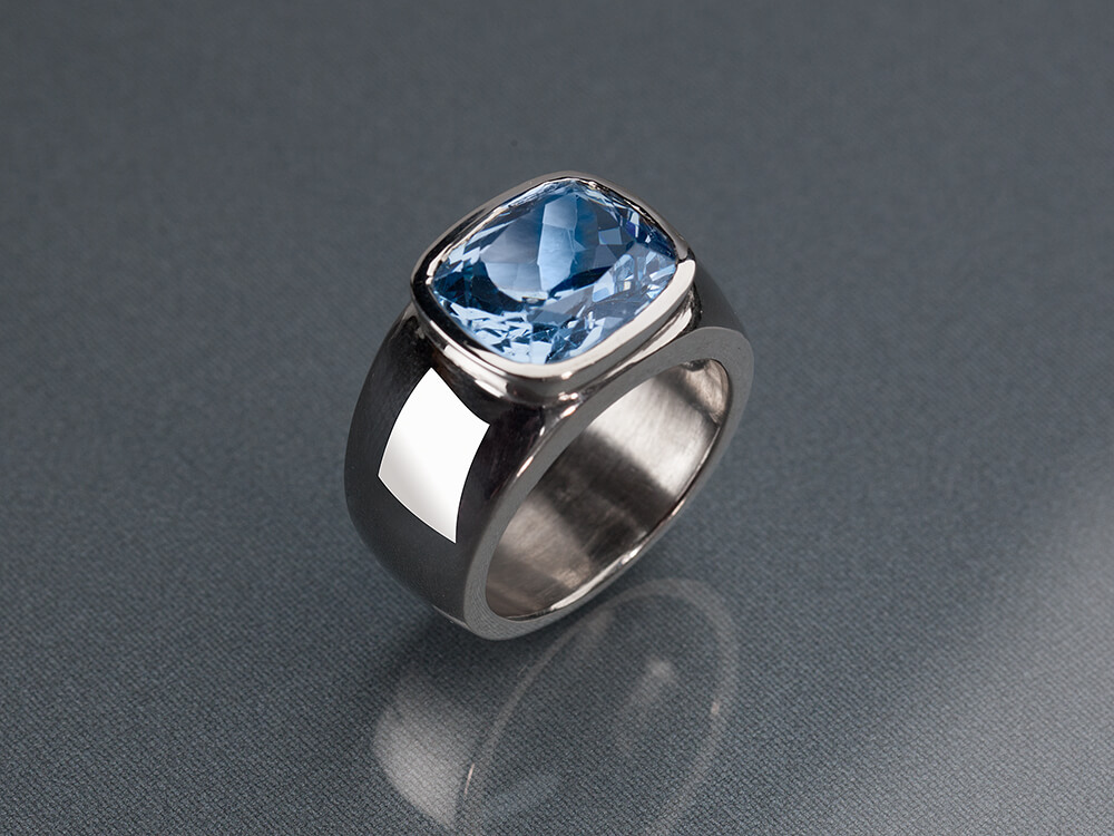 Uitgaan van zonsopkomst Voor u Ring sterling zilver met blauwe steen - Atelier Martin-Jean